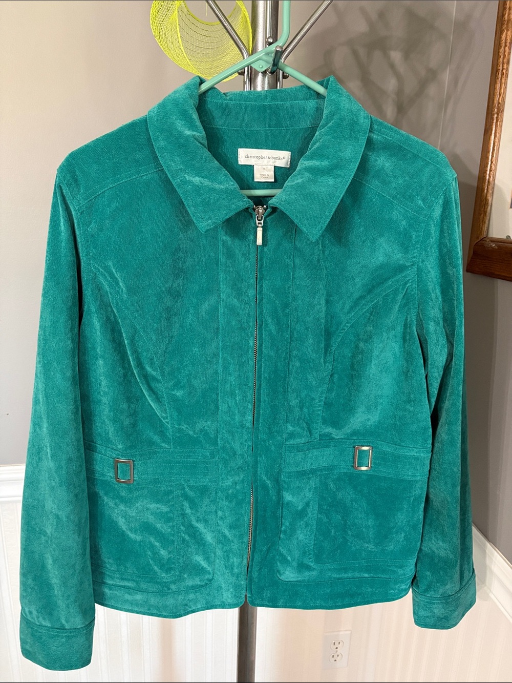 Christopher & Banks Teal Suede Zip Jacket